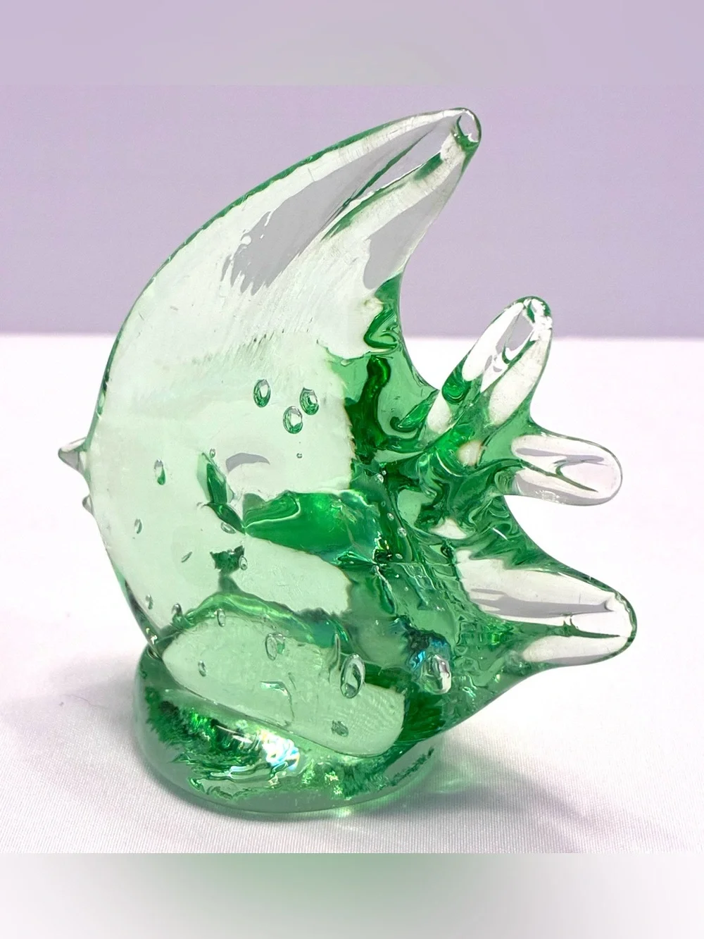 Green glass angel fish figurine